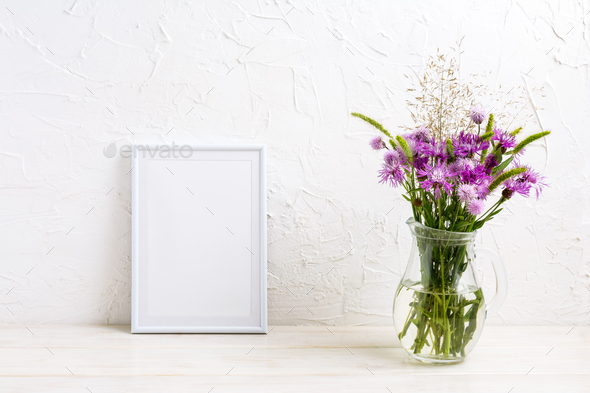 Download Small frame mockup with burdock flowers Stock Photo by TasiPas | PhotoDune