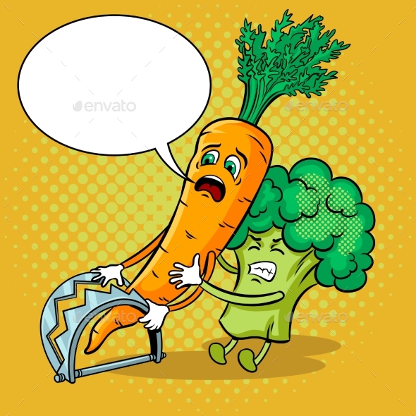 Carrot in Trap Pop Art Vector Illustration - Food Objects