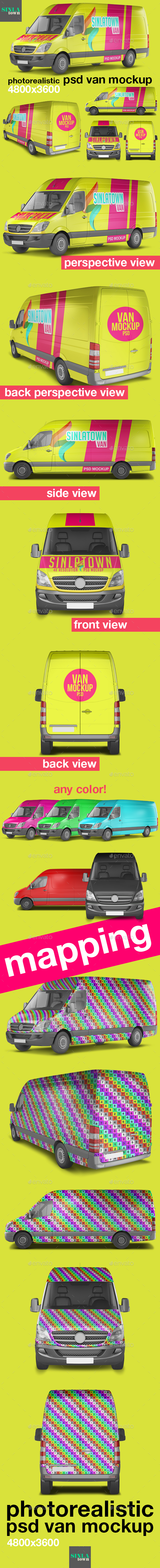Photorealistic PSD Van Mockup - Vehicle Wraps Print