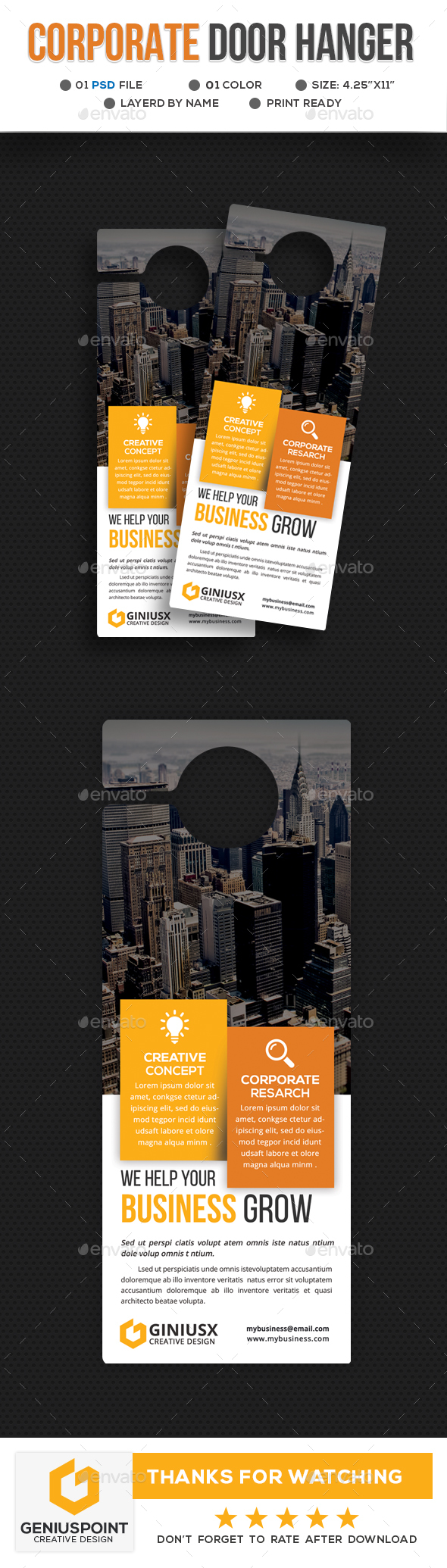 Corporate Door Hanger Template - Miscellaneous Print Templates