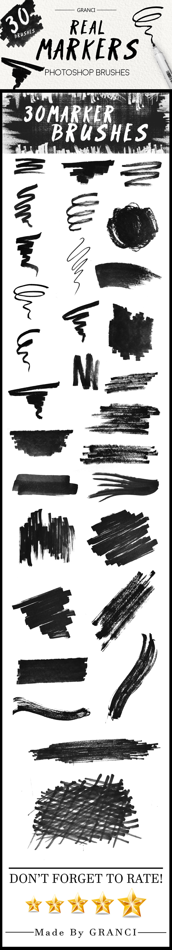 30 Real Marker Brushes - Artistic Brushes