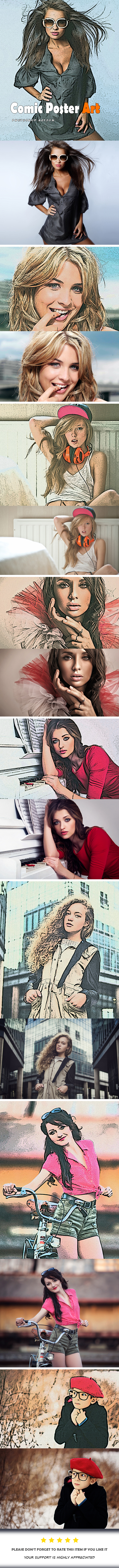 Comic Poster Art | Photoshop Action - Photo Effects Actions