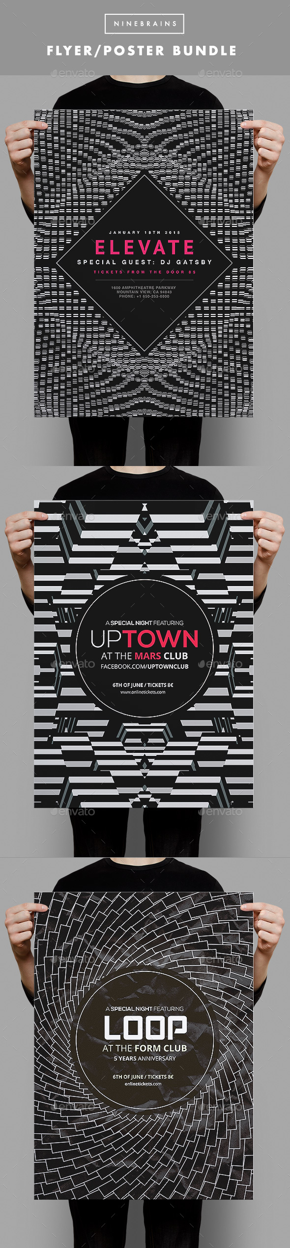 Black and White Flyer Bundle 1 - Clubs & Parties Events