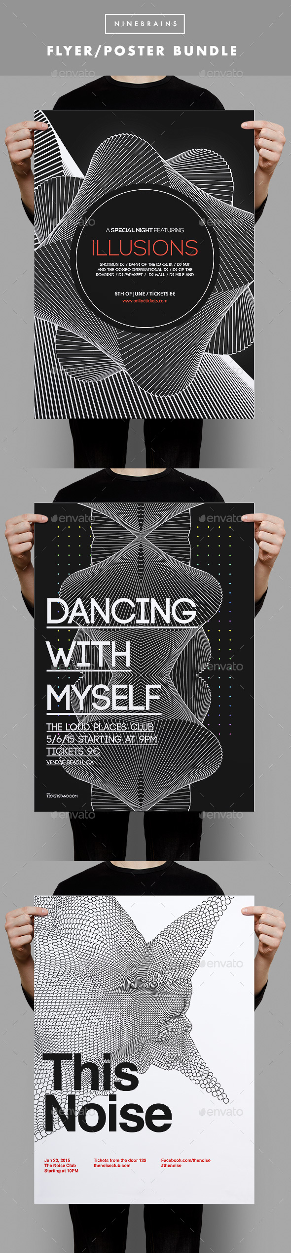 Black and White Flyer Bundle 2 - Clubs & Parties Events