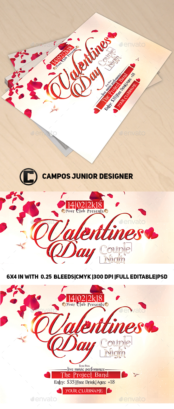 Valentines Day Couple Nigth-Flyer Template - Clubs & Parties Events