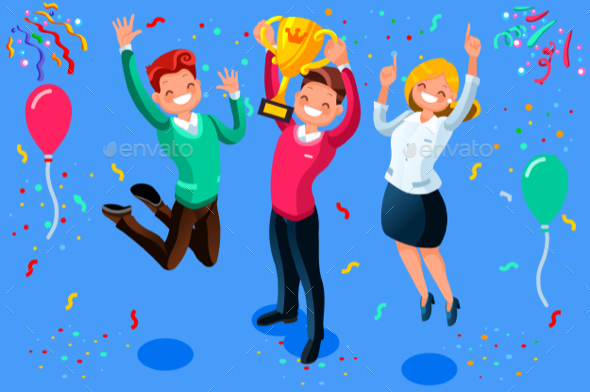 Vector Trophy Win Symbol - People Characters