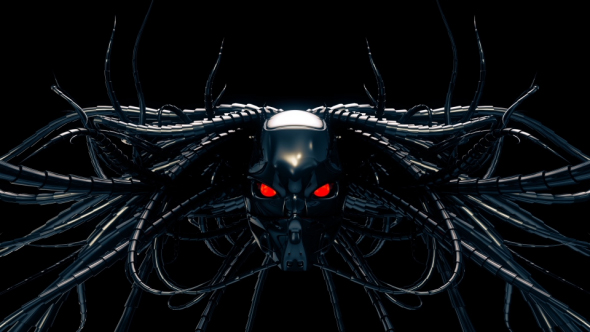 Cyborg Head With Twisted Hair