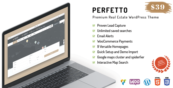Perfetto - Tema de WordPress para bienes raíces premium - 1