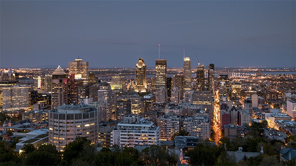 The city of Montreal from Day to Night