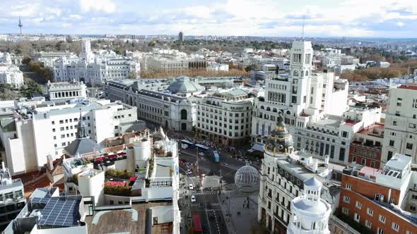 Aerial Cityscape of Madrid with Alcala and Gran Via Streets Spain alt