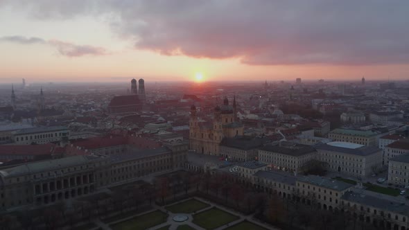 Aerial Establisher Above Munich, Germany During Coronavirus Covid 19 Pandemic Lockdown, No People alt