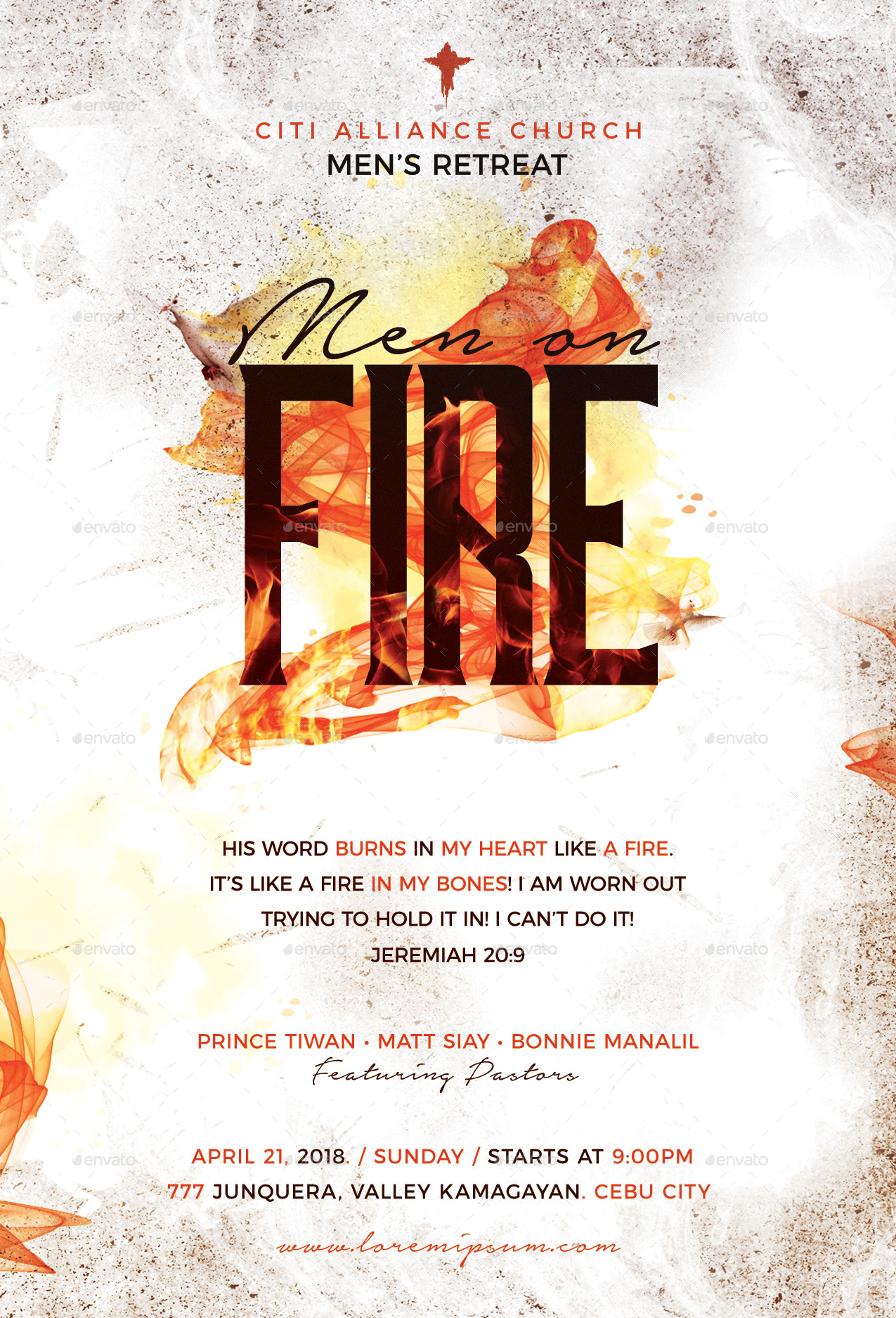 Men on fire Church Flyer, Print Templates GraphicRiver