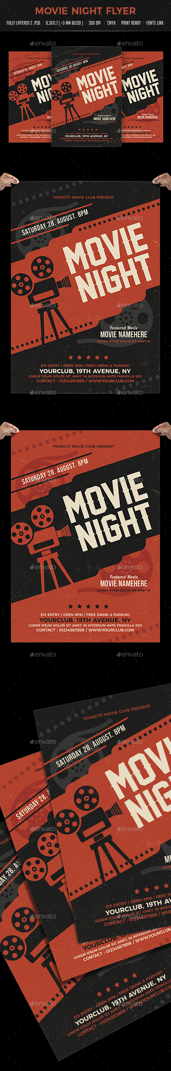 Movie Night Flyer - Clubs & Parties Events