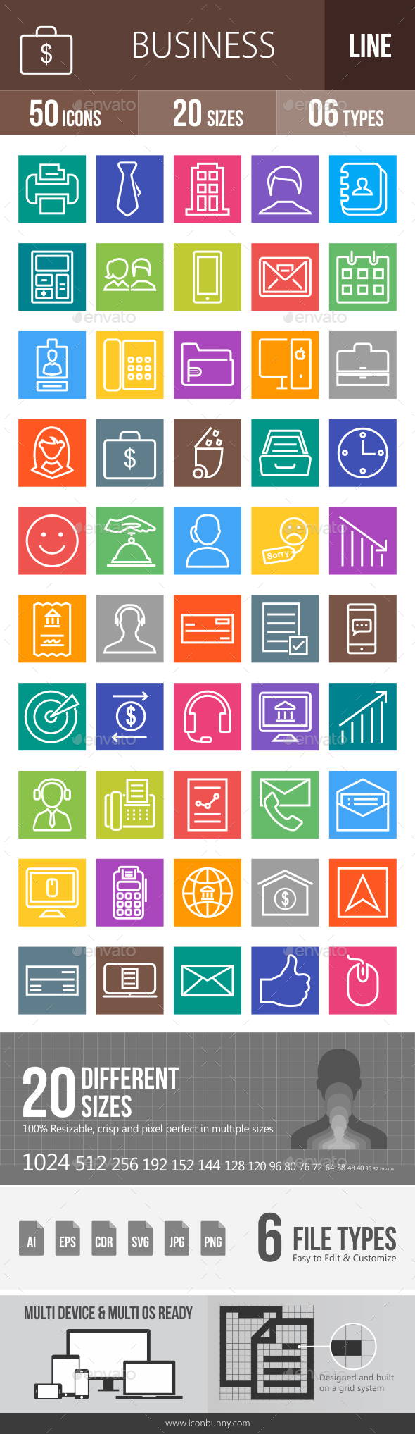 50 Business & Finance Line Multicolor B/G Icons - Icons