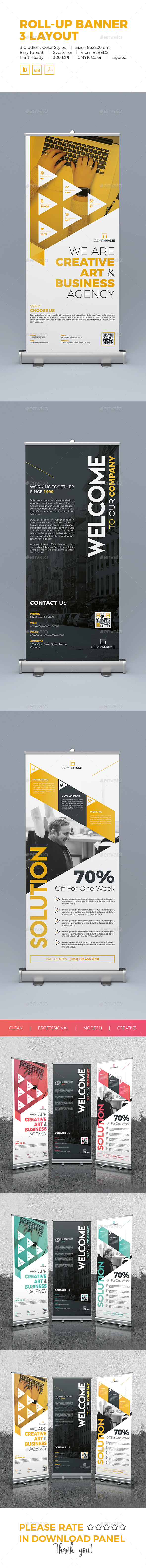 Roll-Up Banner 3 Layout - Signage Print Templates