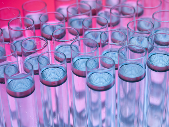experimental test tubes filled with substances - Stock Photo - Images