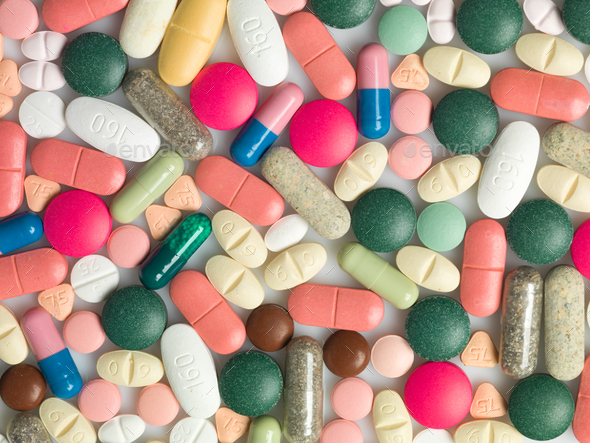 Many coloured medicines of different types - Stock Photo - Images