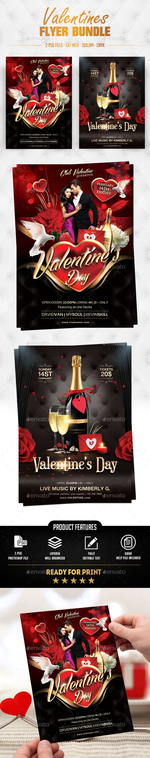 Valentines Flyer Bundle - Flyers Print Templates