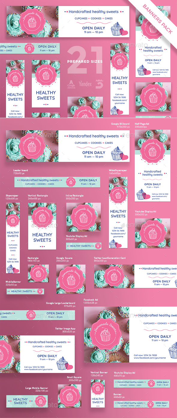 Homemade Sweets Banner Pack - Banners & Ads Web Elements