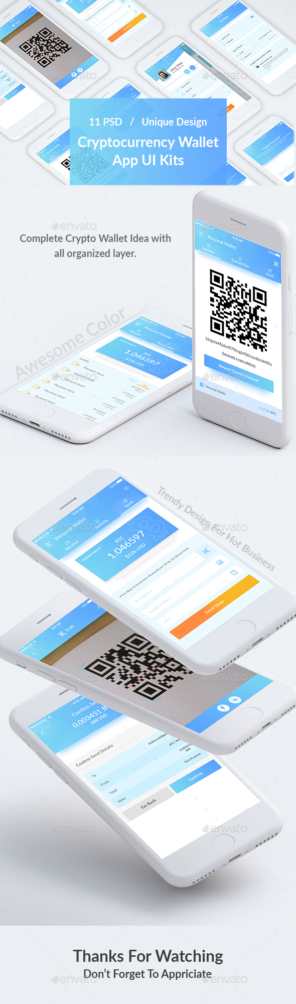Cryptocurrency Wallet App Ui Kits - User Interfaces Web Elements