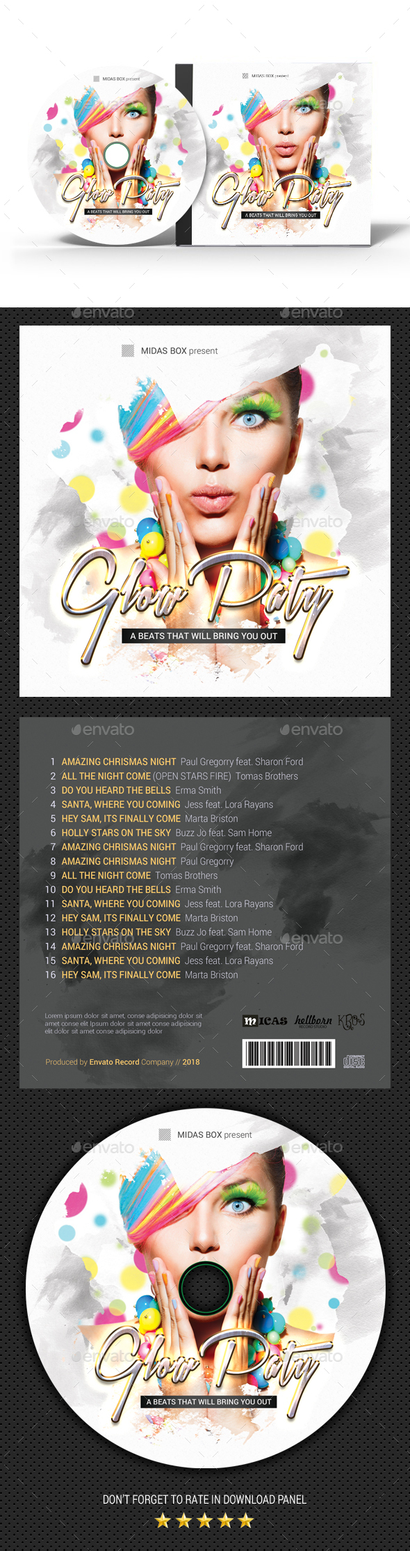 Glow Party CD Cover - CD & DVD Artwork Print Templates