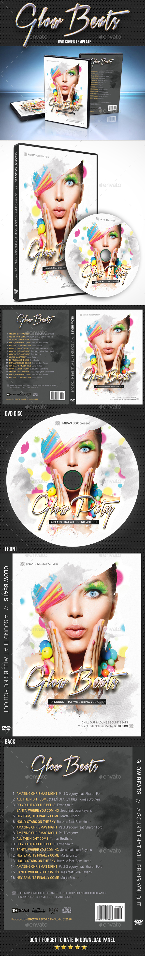 Glow Beats DVD Cover Template - CD & DVD Artwork Print Templates