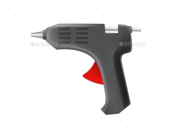 3D Realistic Black Glue Gun Vector Illustration - Man-made Objects Objects