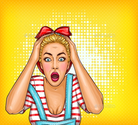 Vector Pop Art Pin Up Shocked or Surprised Blonde - People Characters