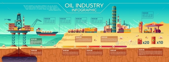 Vector Oil Industry Infographics Offshore Platform