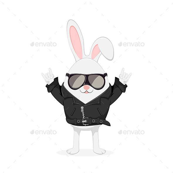 Easter Rabbit in Black Jacket - Animals Characters