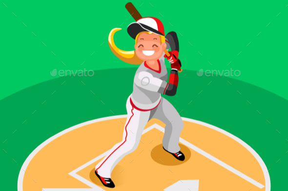 Baseball Vector Girl Mascot Poster - Sports/Activity Conceptual