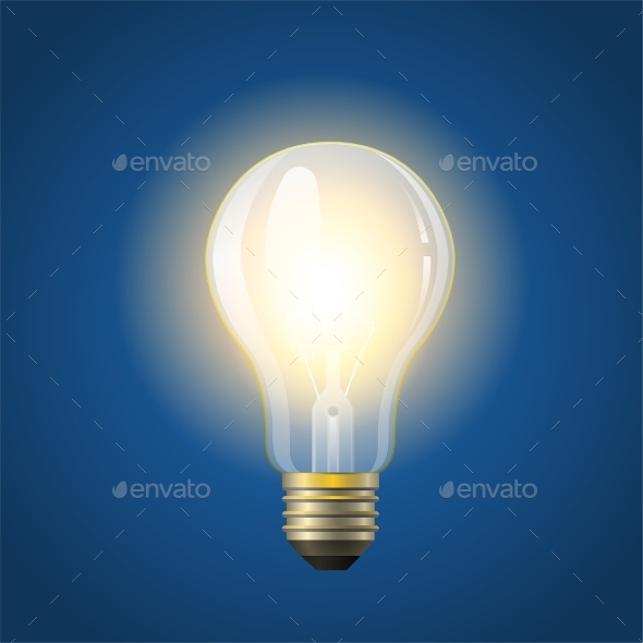 Glowing Incandescent Bulb - Modern Vector - Man-made Objects Objects