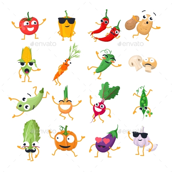 Vegetables - Vector Isolated Cartoons - Miscellaneous Characters