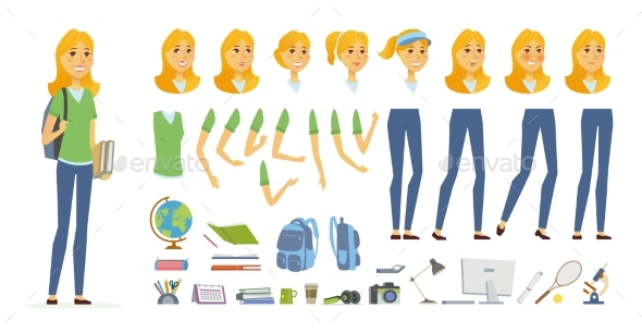 Student - Vector Cartoon People Character - People Characters