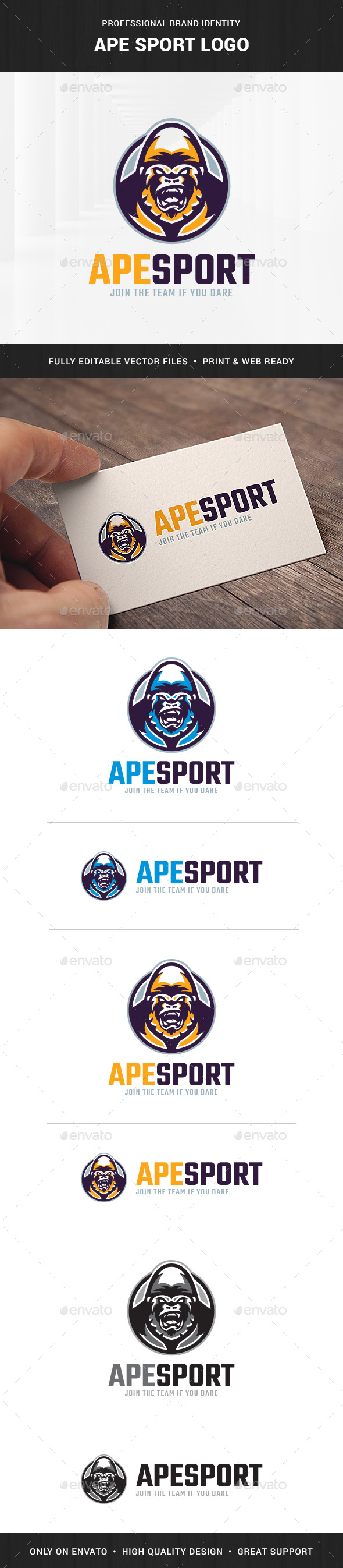 Ape Sport Logo Template - Animals Logo Templates