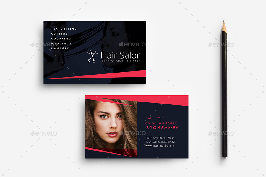 Hair Salon Business Card Template By BrandPacks
