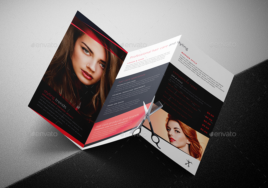 Hair Salon Tri-Fold Brochure Template, Print Templates | GraphicRiver