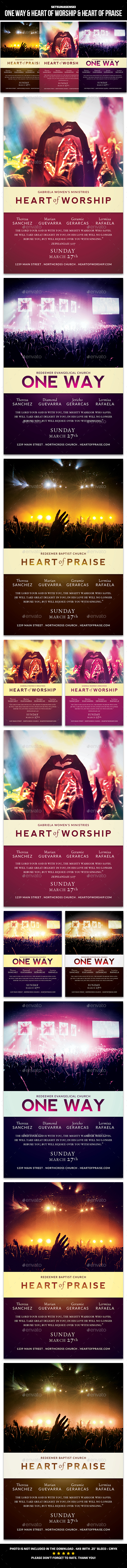 One Way & Heart of Worship & Heart of Praise Flyer - Church Flyers