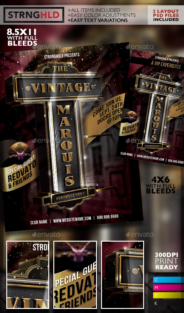 Vintage Theater Marquis Sign Flyer Template - Clubs & Parties Events