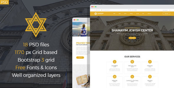 Shimon - Jewish Center PSD Template - Nonprofit PSD Templates