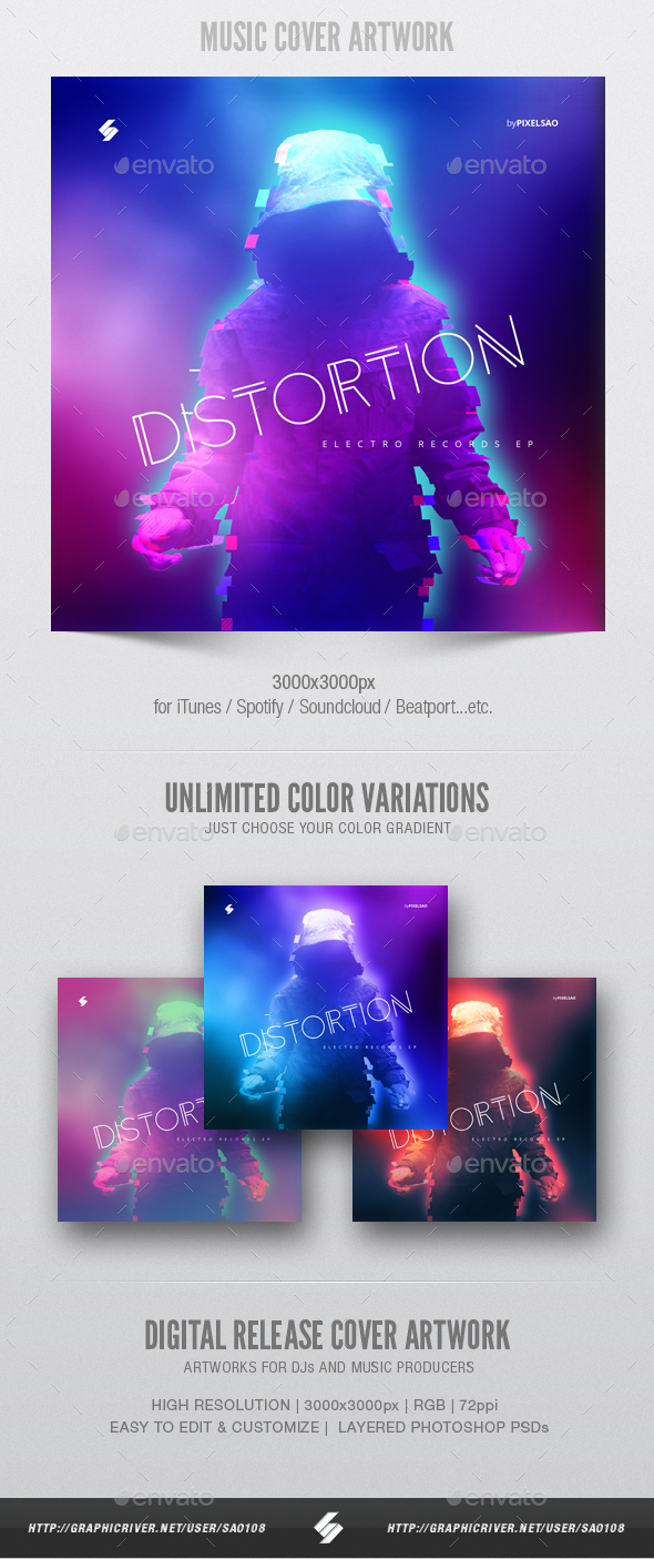 Distortion - Music Album Cover Artwork Template - Miscellaneous Social Media