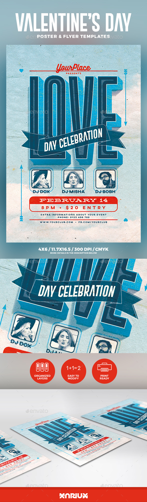 Retro Valentine's Day Flyer & Poster - Events Flyers