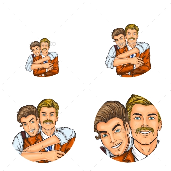 Vector Pop Art Social Network User Avatars of Son - People Characters