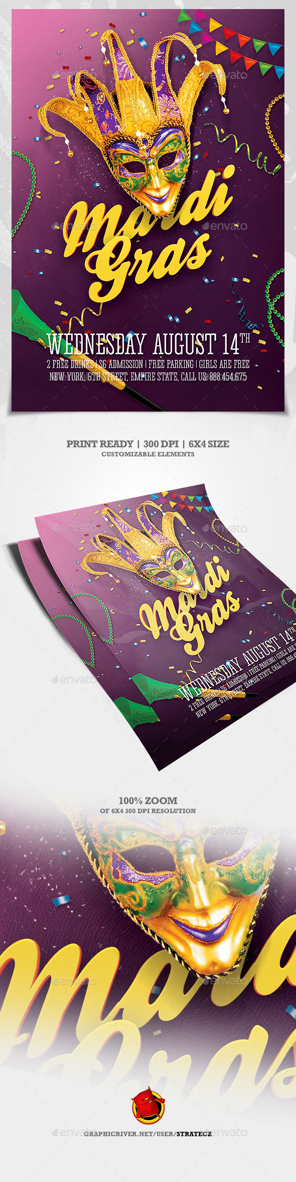 Mardi Gras Flyer - Print Templates