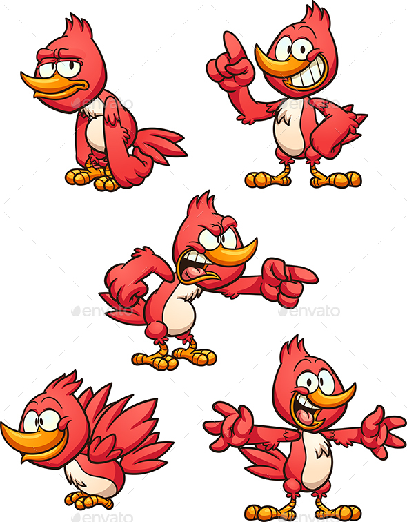 Red Cartoon Bird - Animals Characters