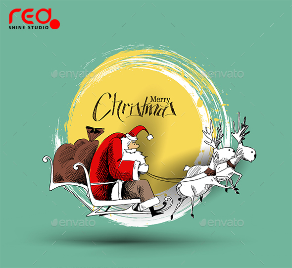 Christmas Santa Claus Flying Sleigh - Christmas Seasons/Holidays