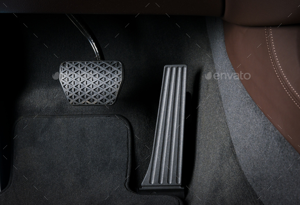 Brake and accelerator pedal of automatic transmission car Stock Photo by  gargantiopa
