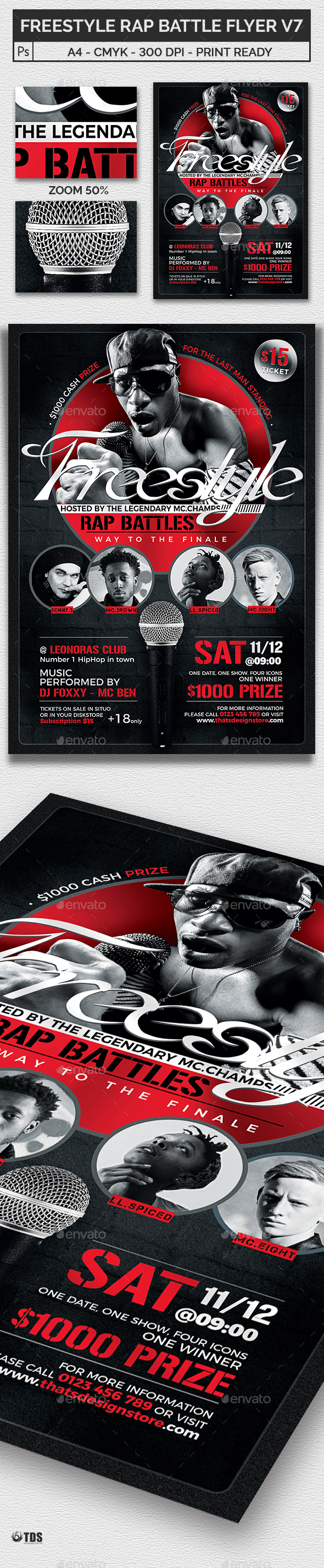 Freestyle Rap Battle Flyer Template V7 - Clubs & Parties Events