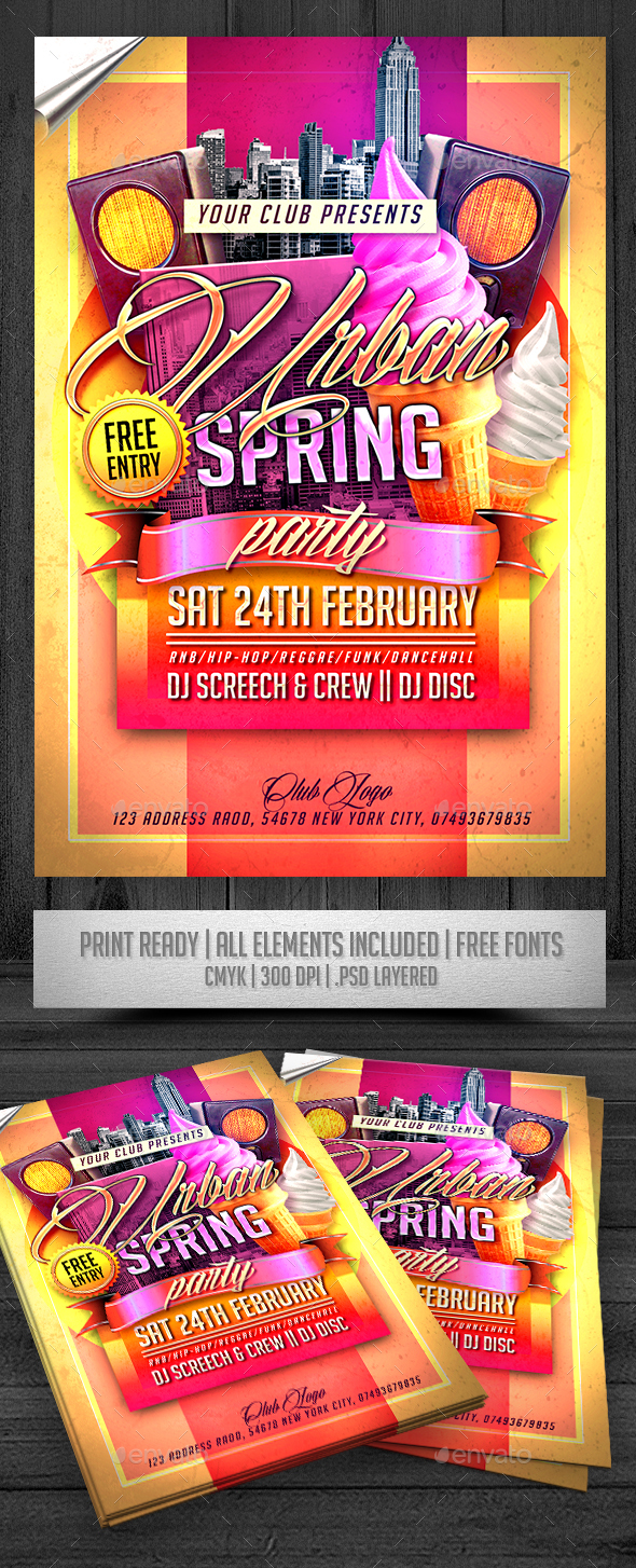 Urban Spring Party Flyer - Events Flyers