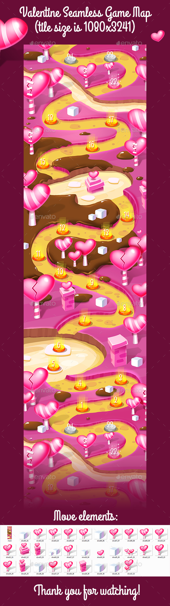 Valentine Vertical Seamless Game Map - Miscellaneous Game Assets